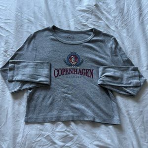 PS/LA “Copenhagen, Denmark Long Sleeve Baby Tee” Heather Grey Size Large